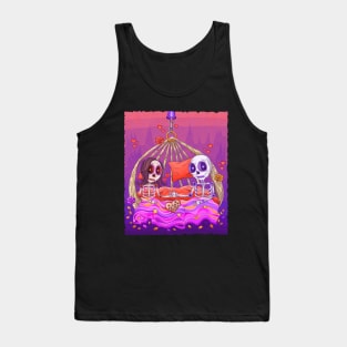 Cute Skeleton Couple -The Patio Swing Lovers- Día De Los Muertos Tank Top